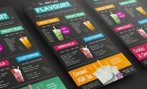 Bố cục menu trà sữa cần phải phù hợp