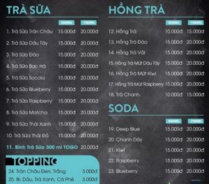 Những kiểu thiết kế menu trà sữa